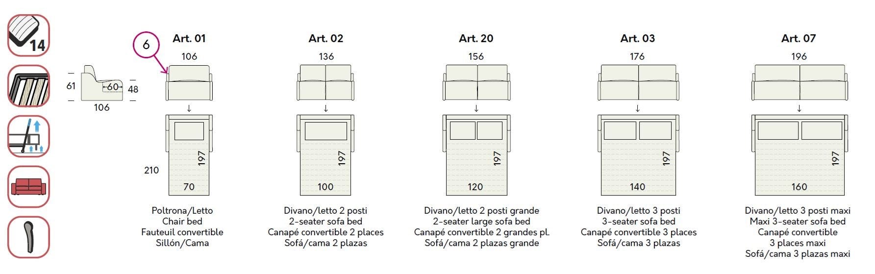 Двуспальный диван-кровать из ткани Felis Day &amp ARCH-00120168 - Вид №4