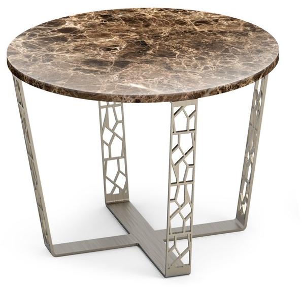 ALBEDO Круглый журнальный столик из темного мрамора и металла emperador sun-id-1405103 - Вид №3