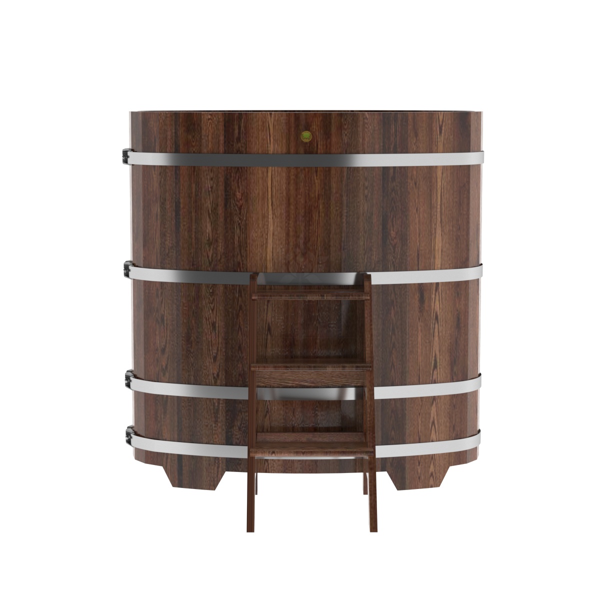 1140 Купель овальная из лиственницы 0,69х1,31х1,4 морёная премиум Alyarus  - Вид №3