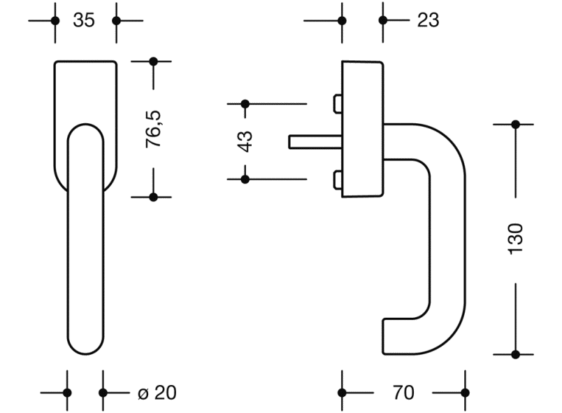 111PBFGA.1K оконная ручка HEWI Edition matt | Polyamid  - Вид №6