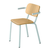 Hull 628 Стул с подлокотниками и стальным каркасом, 4 ножки. Сиденье и спинка из бука (тисненая отделка). Et al. Hull