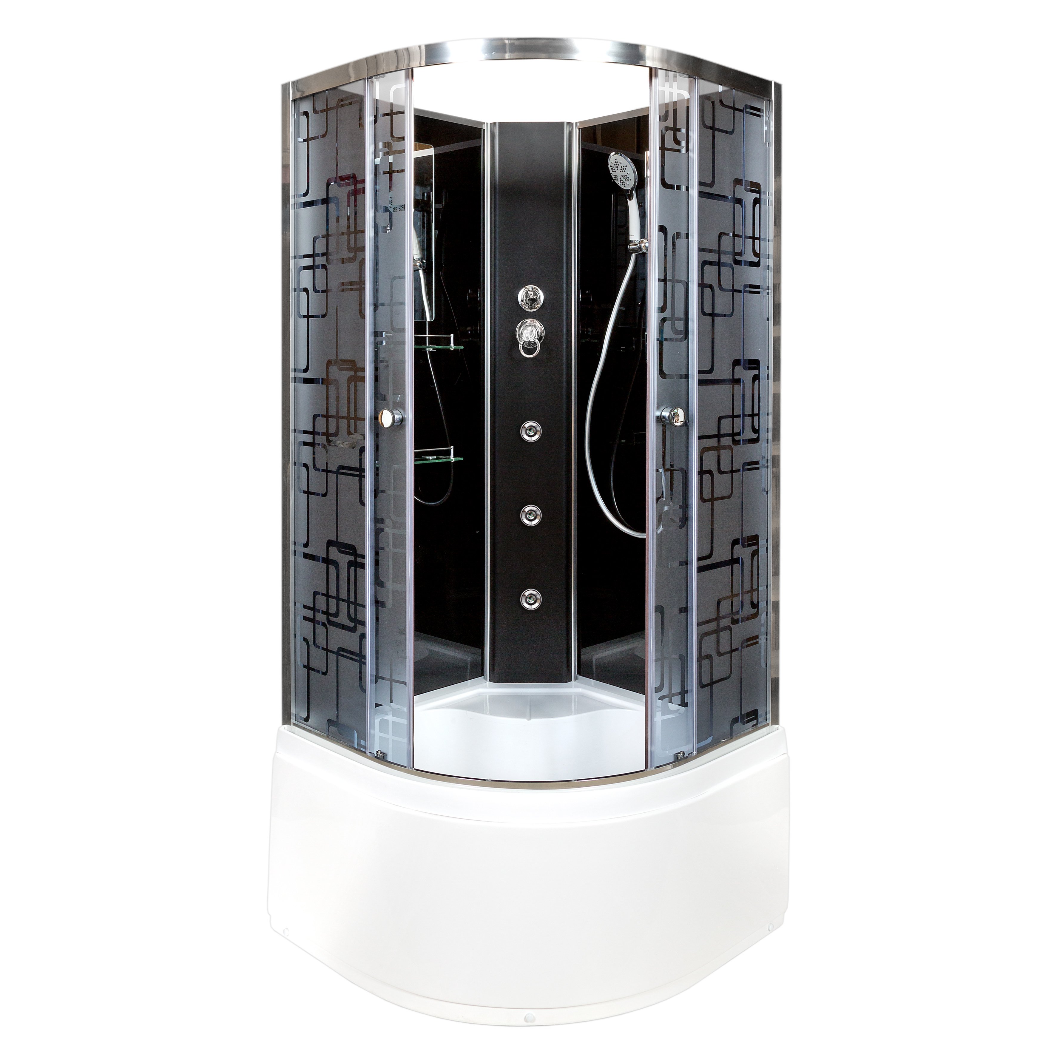 ЕМ1512 L N LED Душевая кабина DETO Серия EM BМ4510 N с гидромассажем BLACK - Вид №14