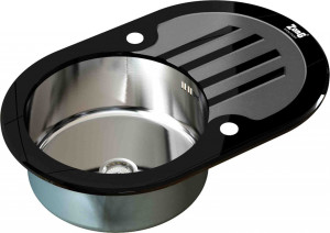 Мойка кухонная ZorG Inox Glass GL-7851-OV-BLACK-BRONZE из нержавеющей стали и стекла, бронза/черный