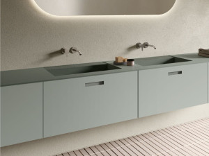 Подвесной шкаф для умывальника с ящиками со встроенной раковиной