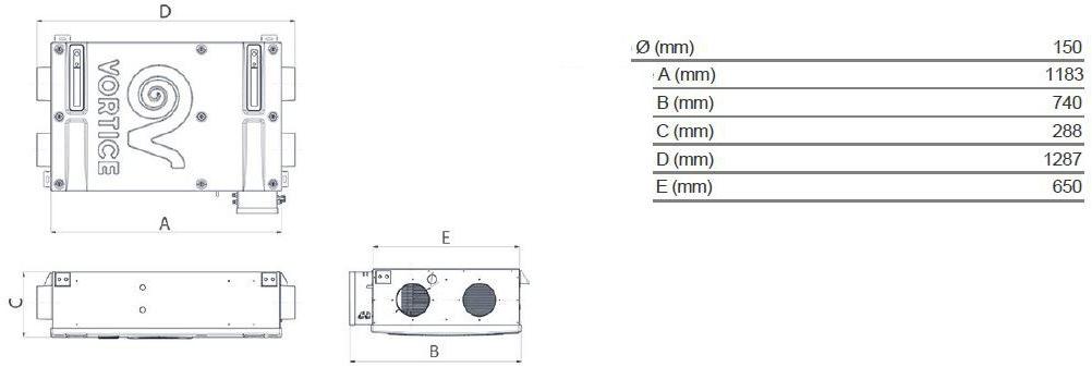 Vortice Блок рекуперации тепла для подвесных потолков Vort phantom 11292 - Вид №4