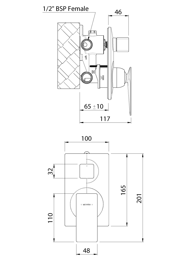 SFHPSDCP Смеситель для душа с переключателем Methven SURFACE - Вид №1