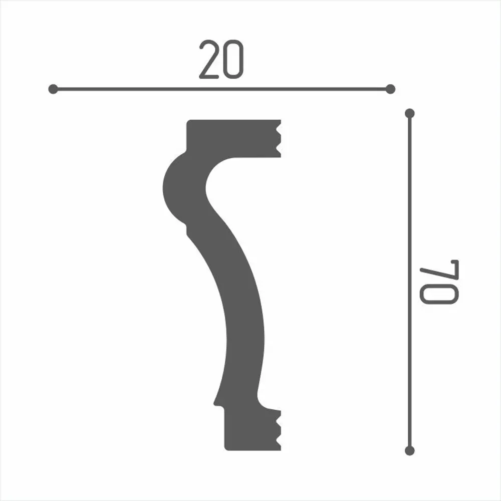 Молдинг потолочный полистирол ударопрочный Де-Багет Polymer М 70 белый 20x70x2000 мм STLM-2026685 - Вид №3