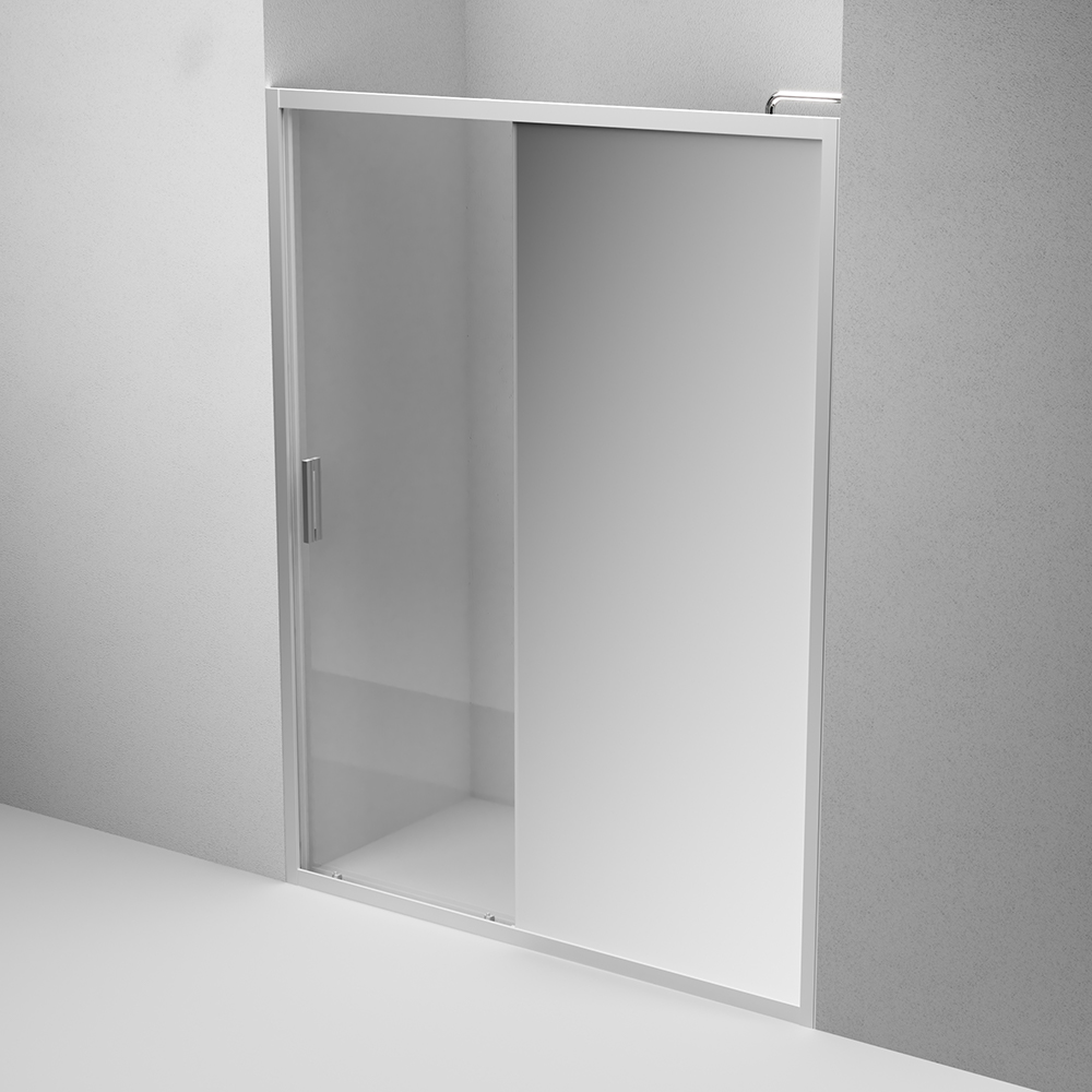 W90G-150-1-195MMir Solo Дверь душевая 150х195 стекло зеркальное профиль матовый хром AM.PM Gem - Вид №3