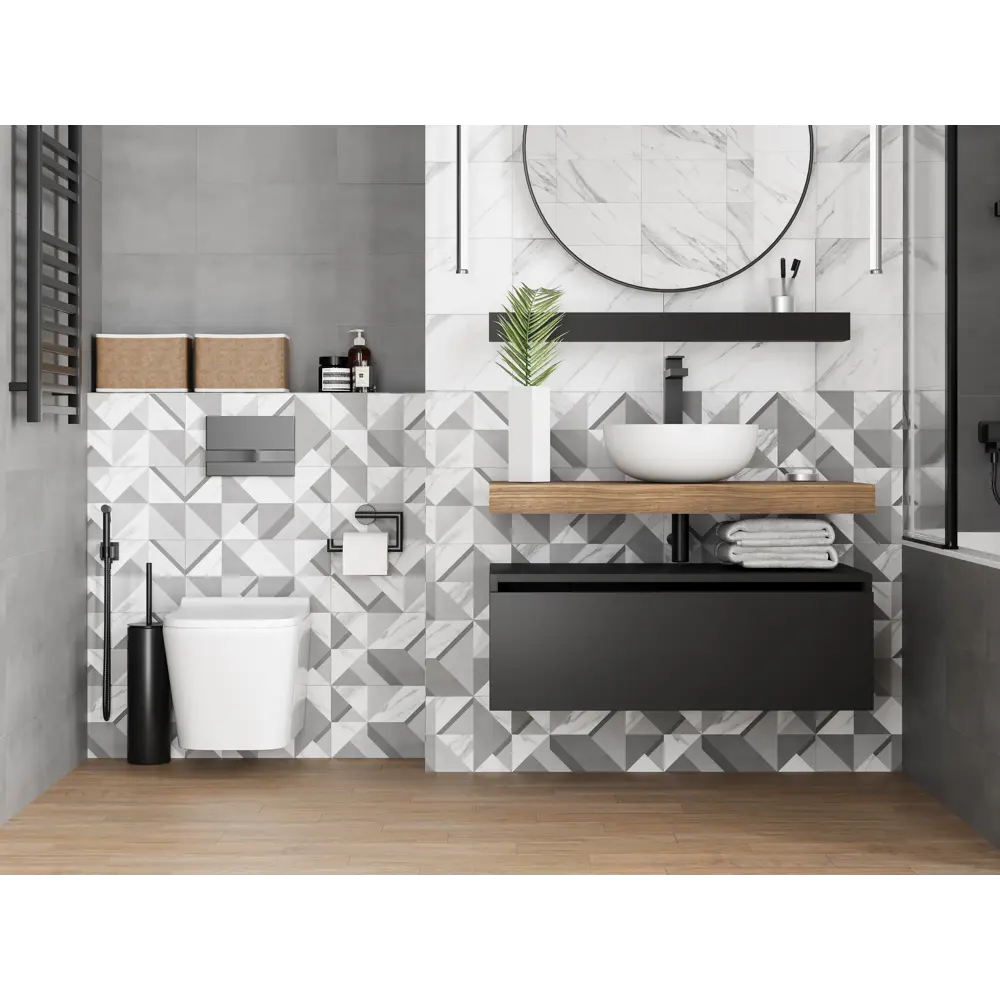 Плитка настенная Mersey Concrete A0554H24102 20x40 см 1.6 м² матовая цвет графит Santreyd STLM-2164069 - Вид №7
