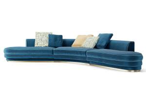 Изогнутый диван из ткани