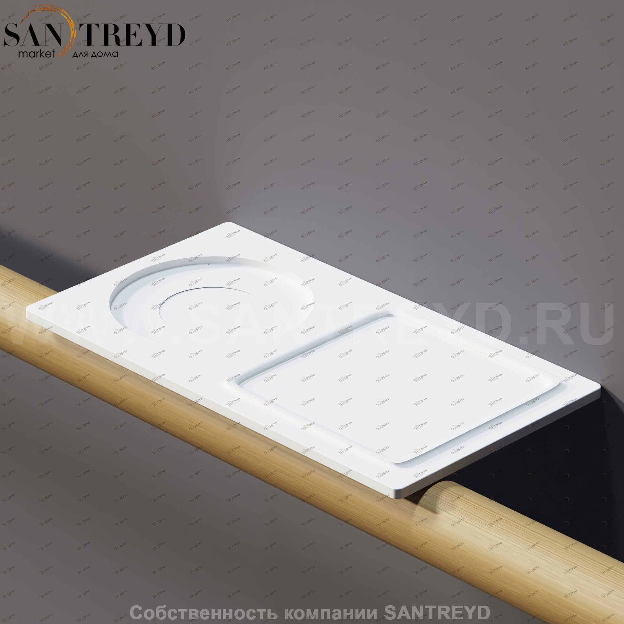 Agape DOT LINE Полка с мыльницей с отверстием под стакан белая CEM0471.Z CEM0471Z