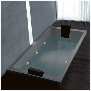 Ванна Gruppo treesse Quadra 181 V071B-DX-SEZ серая с золотой фурнитурой и гидромассажем  и дезинфекцией прямоугольная встроенная правая