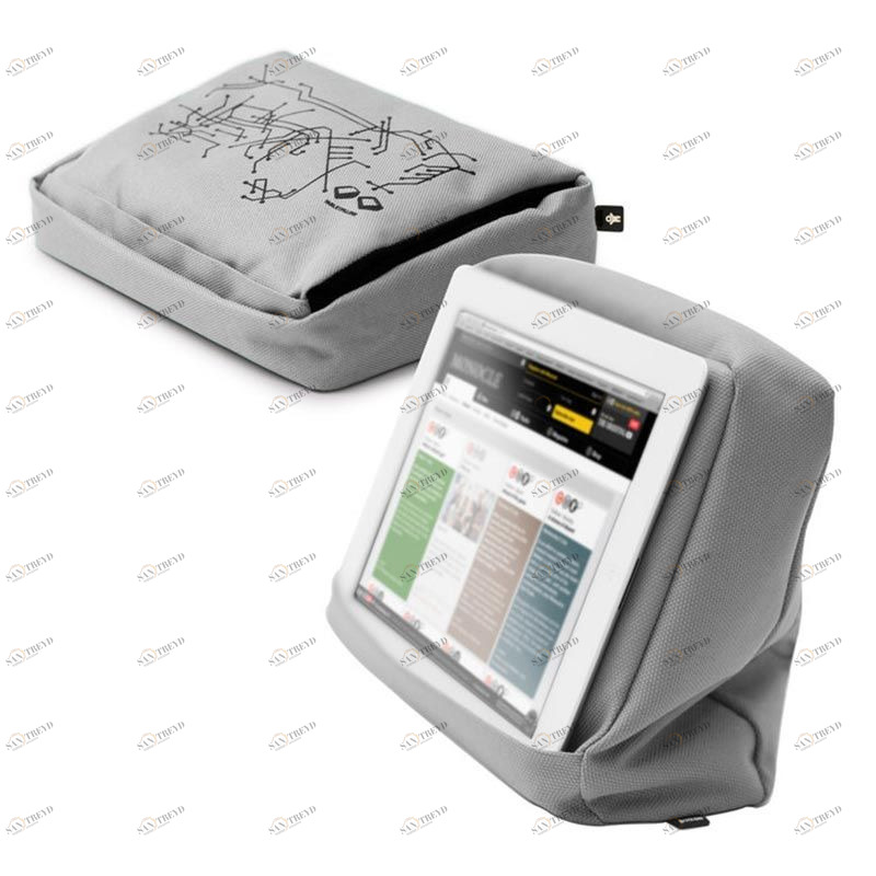 Подушка-подставка с карманом для планшета Hitech 2 серебристая-черная Bosign 262897