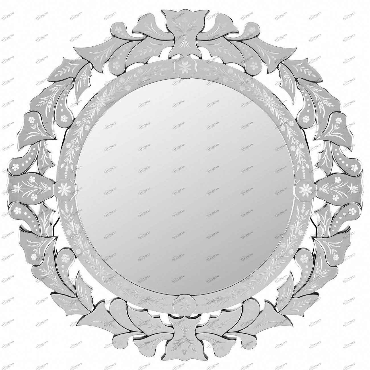 Зеркало венецианское круглое 85,5 см серебряное New Charm ART-ZERKALO ДИЗАЙНЕРСКИЕ 00-3884099 Зеркальный;серебро 
