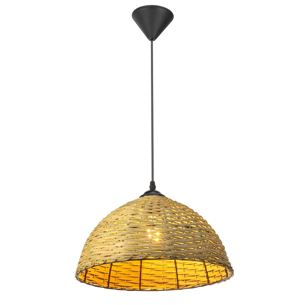 Подвесной светильник Eko 1xE27x60 Вт, металл/текстиль, цвет тёмное дерево/мультиколор LAMPLANDIA STLM-2175099 - Вид №2