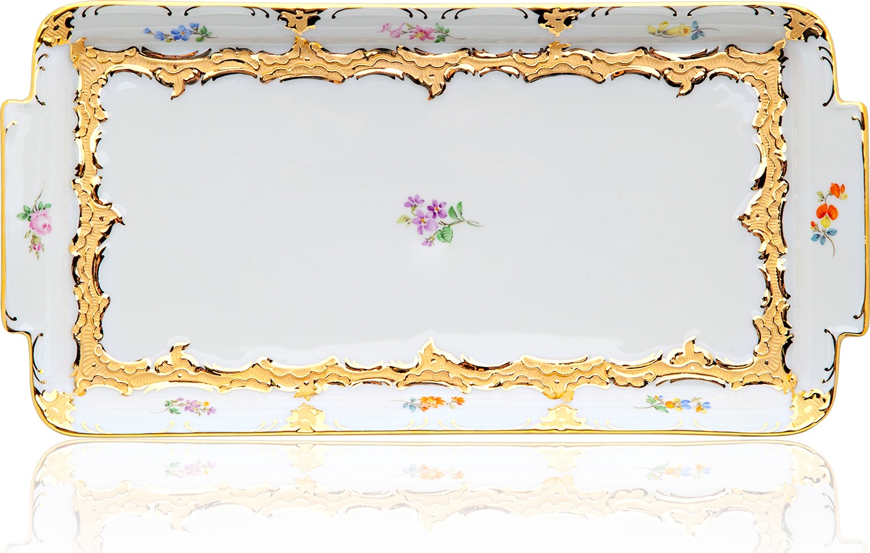 81712 Meissen Блюдо прямоугольное 29см "Форма - Б" (россыпь цветов) Фарфор 