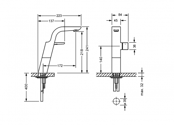 Смеситель для умывальника ½" с удлинённым корпусом xxl JOERGER Exalновинка 632.10.332.000 - Вид №1