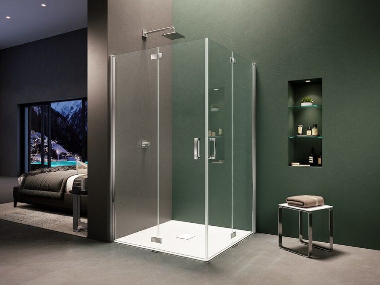 Стеклянная угловая душевая кабина с распашной дверью Provex Industrie ARCH-00096381