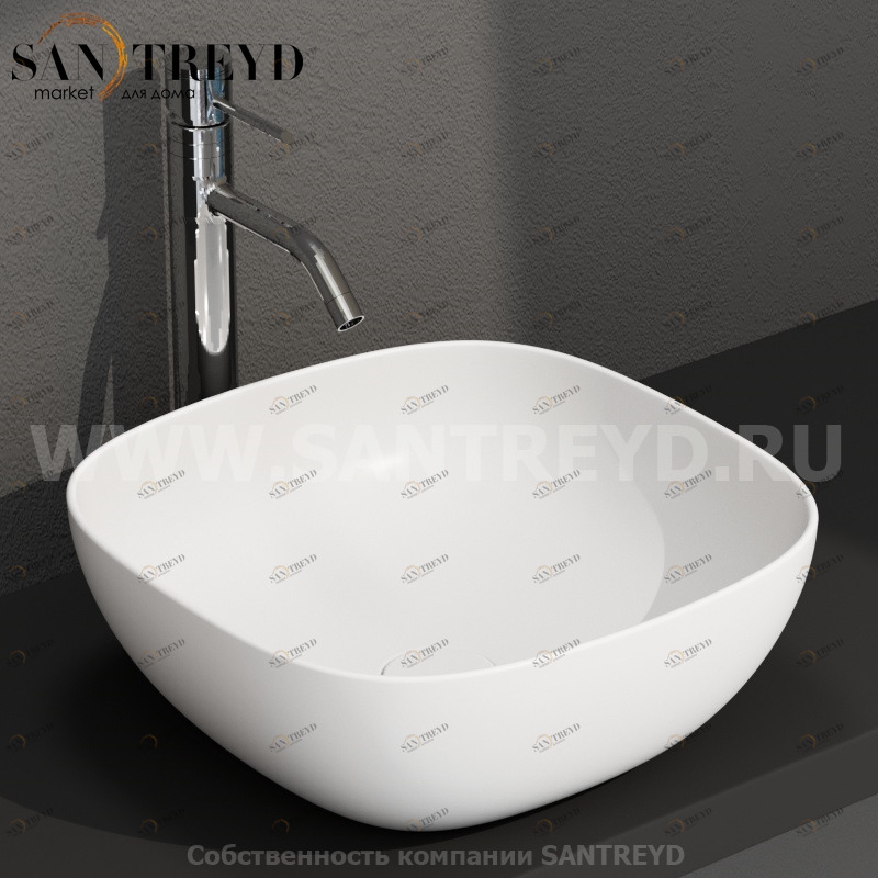 B6Q43BO Накладная раковина на столешницу  квадратная Ceramica Globo T-EDGE