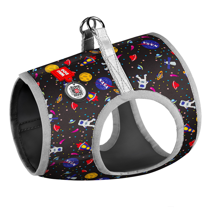 ПР0053663 Шлейка для собак Waudog с рисунком NASA (S2, обхват груди 46-50см, обхват шеи 43-45см) COLLAR 