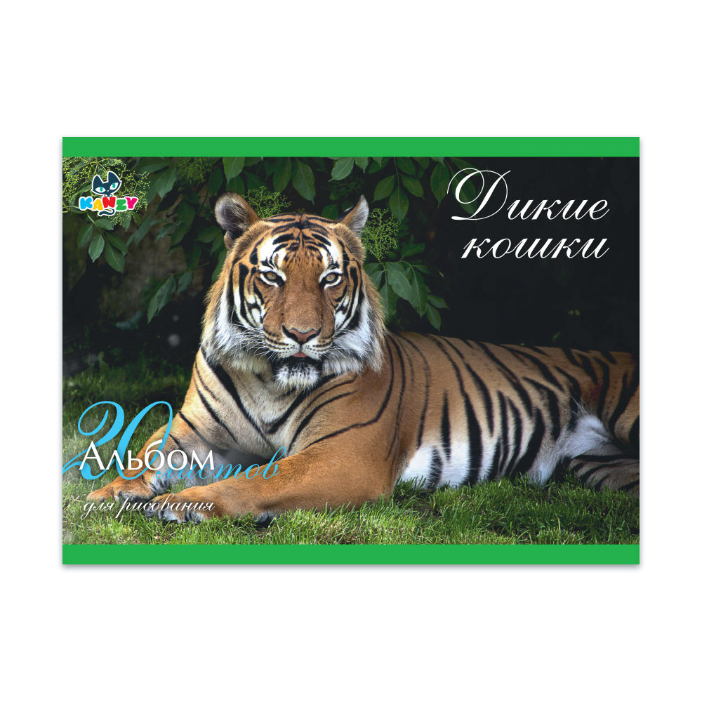 101035 Альбом для рисования "Дикие кошки" 100 г/м2 А4 21 х 29 см на скрепке 20 л. KNY 010103_5 KANZY 