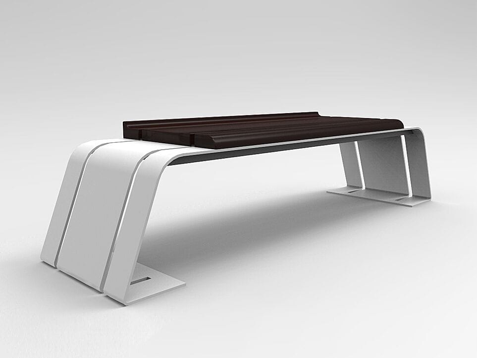 Стальная и деревянная скамья без спинки CITYSì Ash ARCH-00081521 - Вид №1