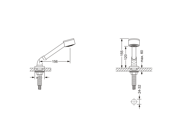 Душевой гарнитур ½", для монтажа на борт ванны JOERGER Charleston Royal 614.40.660.000 - Вид №1