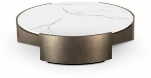 Tonino Lamborghini Casa Круглый журнальный столик из золотого мрамора калакатта с контейнерным отсеком