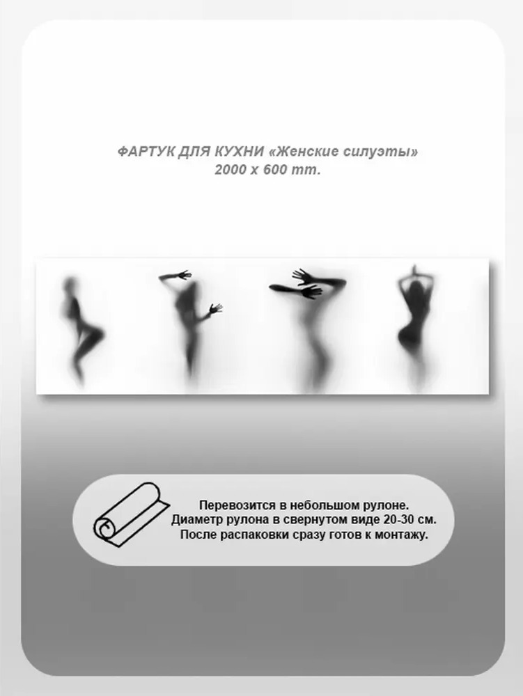 91172776 Фартук кухонный Студия фартуков Женские силуэты 200x60x2 см поликарбонат цвет прозрачный STLM-0509750