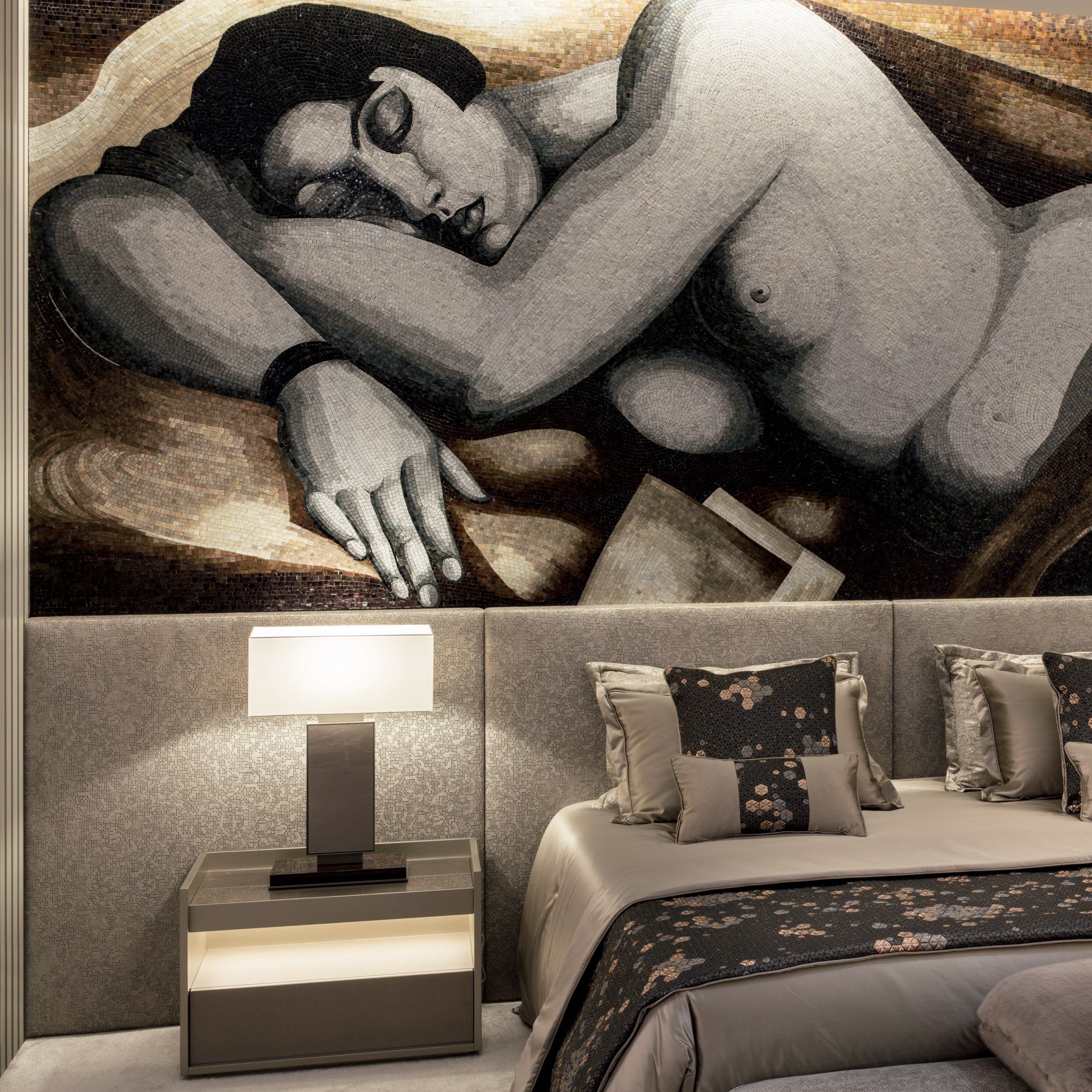 Деревянная и стеклянная тумбочка с освещением Sicis Seneca ARCH-00023136 - Вид №1