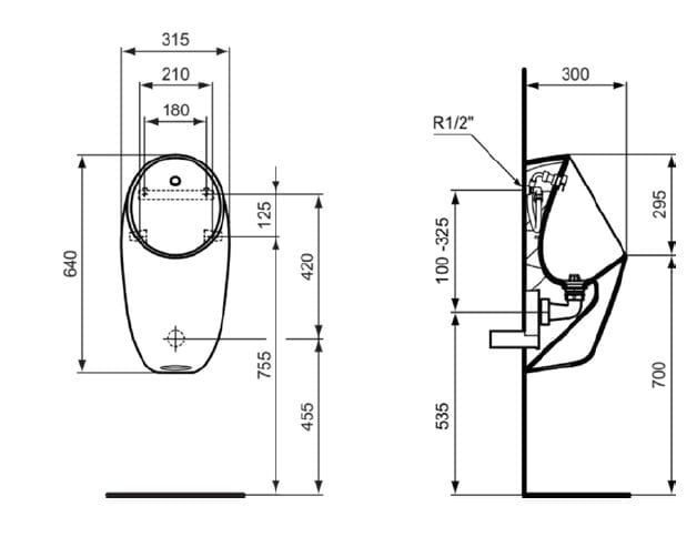 Керамический подвесной писсуар Ideal Standard i. life ARCH-00040764 - Вид №5