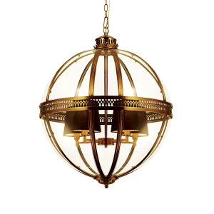 Светильник подвесной 88х60 см латунь Residential KM0115P-4L brass DELIGHT COLLECTION ДИЗАЙНЕРСКИЕ 00-3883101 Золото;прозрачный