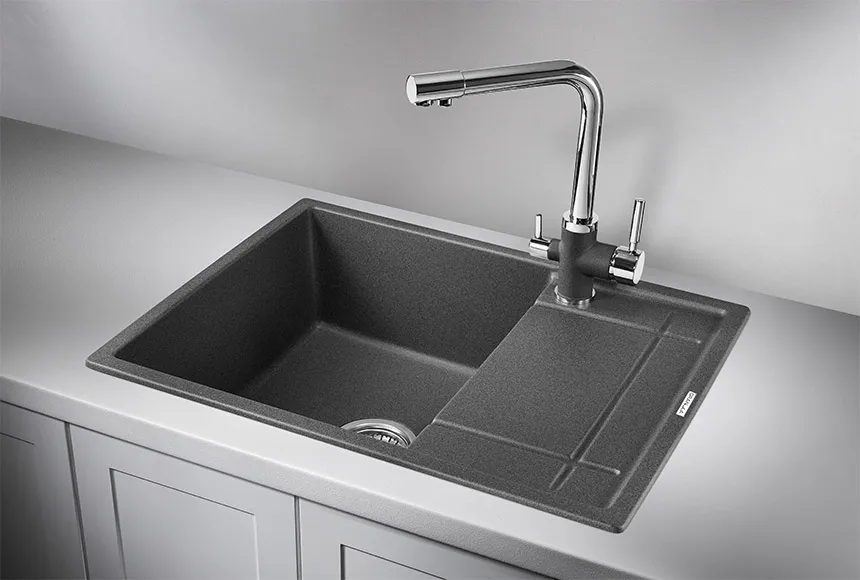 6501, ГРАФИТ (ЧЁРНО-СЕРЫЙ), кухонная мойка, кварц GRANULA 6501-ST149