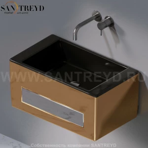 L116252 Подвесная раковина настенная прямоугольная A. e T. Italia Tower золотая