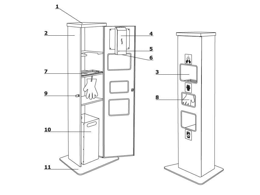 Дозатор одноразовых устройств / металлический дезинфицирующий Тотем MDD DZW1 ARCH-00044176 - Вид №1