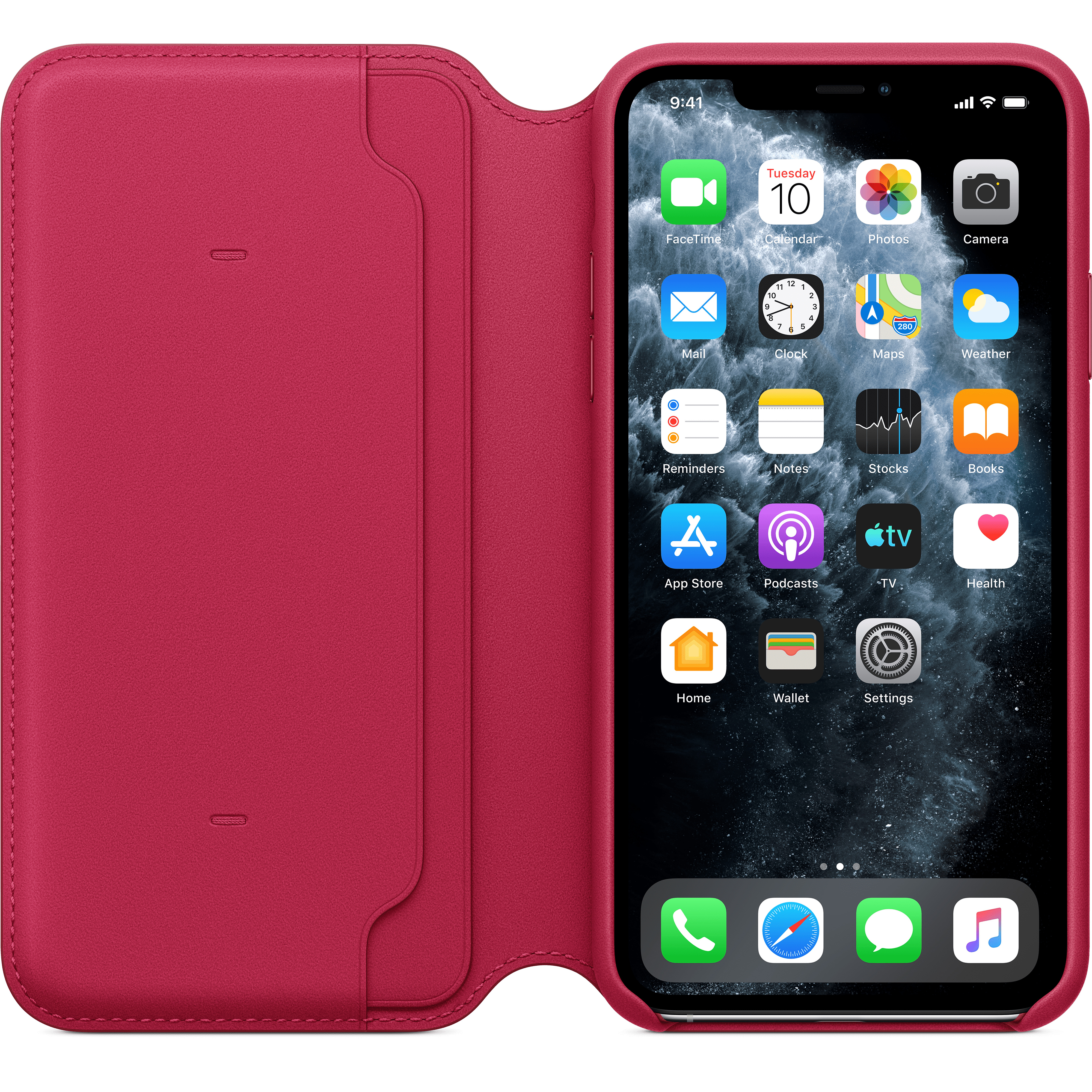 MY1N2ZM/A Iphone 11 pro max leather folio - raspberry Apple Santreyd  - Вид №5