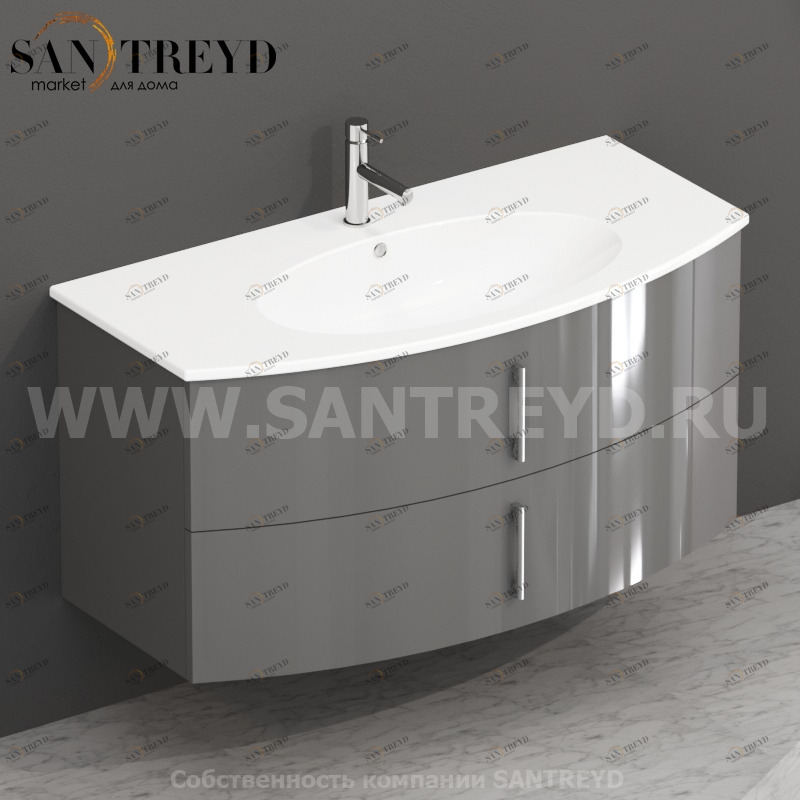 MDMC10Y134 Тумба с двумя ящиками 100 см серая Globo 4ALL Италия Ceramica Globo