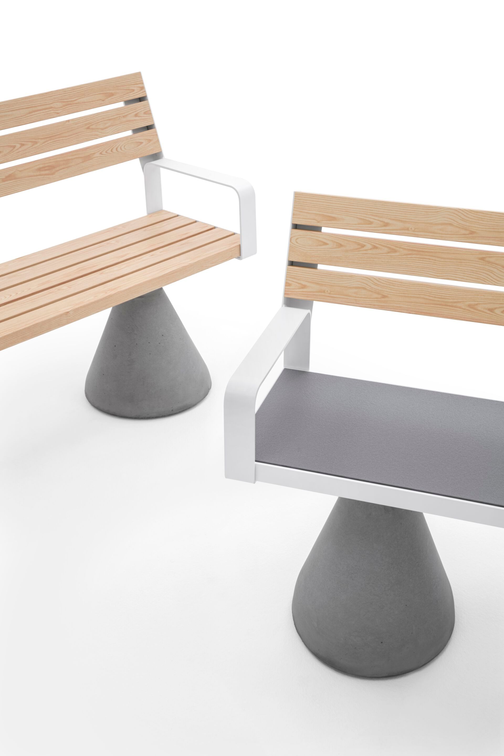 Алюминиевая скамья со спинкой и коническим основанием Urbantime Вечнозеленый.040 ARCH-00051312 - Вид №1