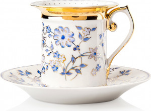 10617329 Мануфактуры Гарднеръ в Вербилках Чашка кофейная с блюдцем "Гарднеровская" "Симфония" Фарфор, Керамика