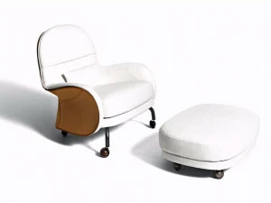 DE PADOVA Мягкое кожаное кресло на колесиках с подставкой для ног