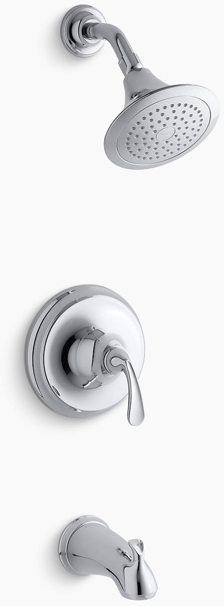 KOHLER Накладка для ванны и душа Forté Sculpted Rite-Temp с нескользящим изливом и насадкой для душа 2,5 галлона в минуту K-TS10275-4-BN  - Вид №1
