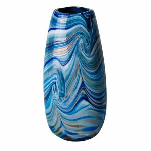 Ваза для цветов стеклянная синяя с белым 30 см GARDA DECOR - 352251 Синий