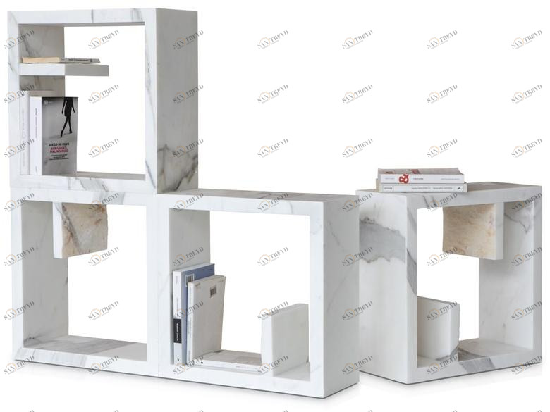 SAGEVAN MARMI Модульный модульный открытый книжный шкаф из скульптурного мрамора Marble experience sun-id-1382631