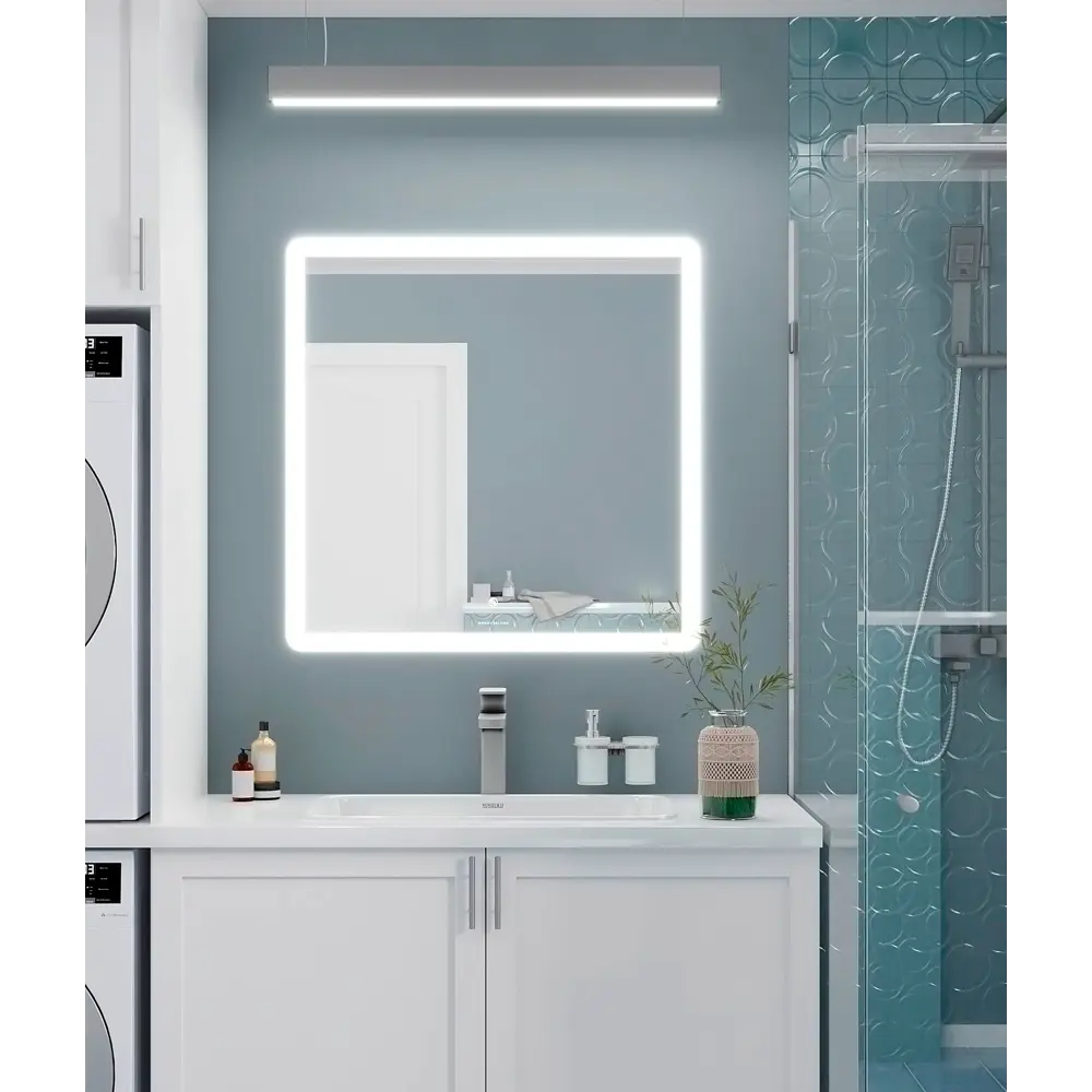 Зеркало для ванной Omega Glass Тип 2 SD312 с подсветкой 80x80 см квадратное STLM-2132919