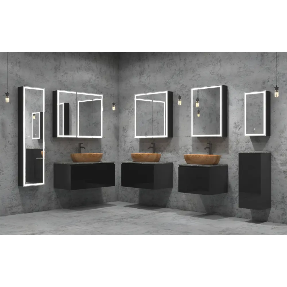 Шкаф зеркальный подвесной Montero Black LED с подсветкой 35x65 см цвет черный Santreyd STLM-2157365 - Вид №5