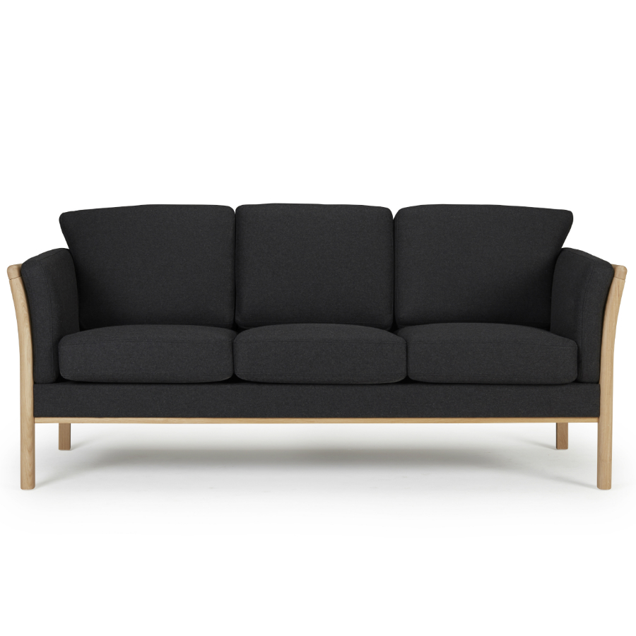 Диван трехместный Aya, цельный лакированный дуб, темно-серый Kragelund 12903202525 - Вид №1