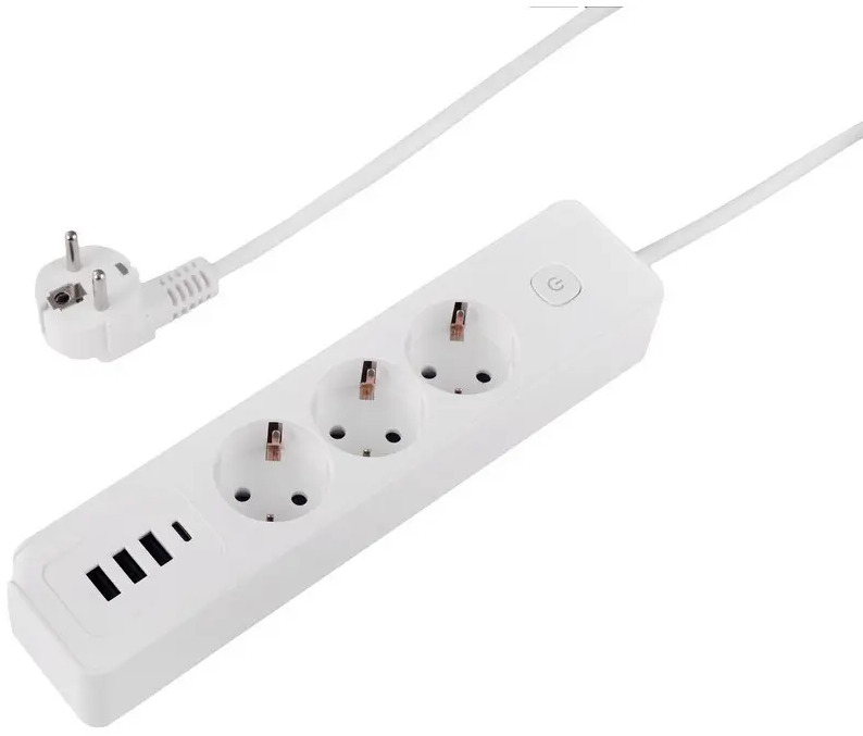 91677240 Удлинитель бытовой Rocketsocket GNS6001 2x1 1.4 м 3 розетки с заземлением 3680 Вт цвет белый STLM-1111019