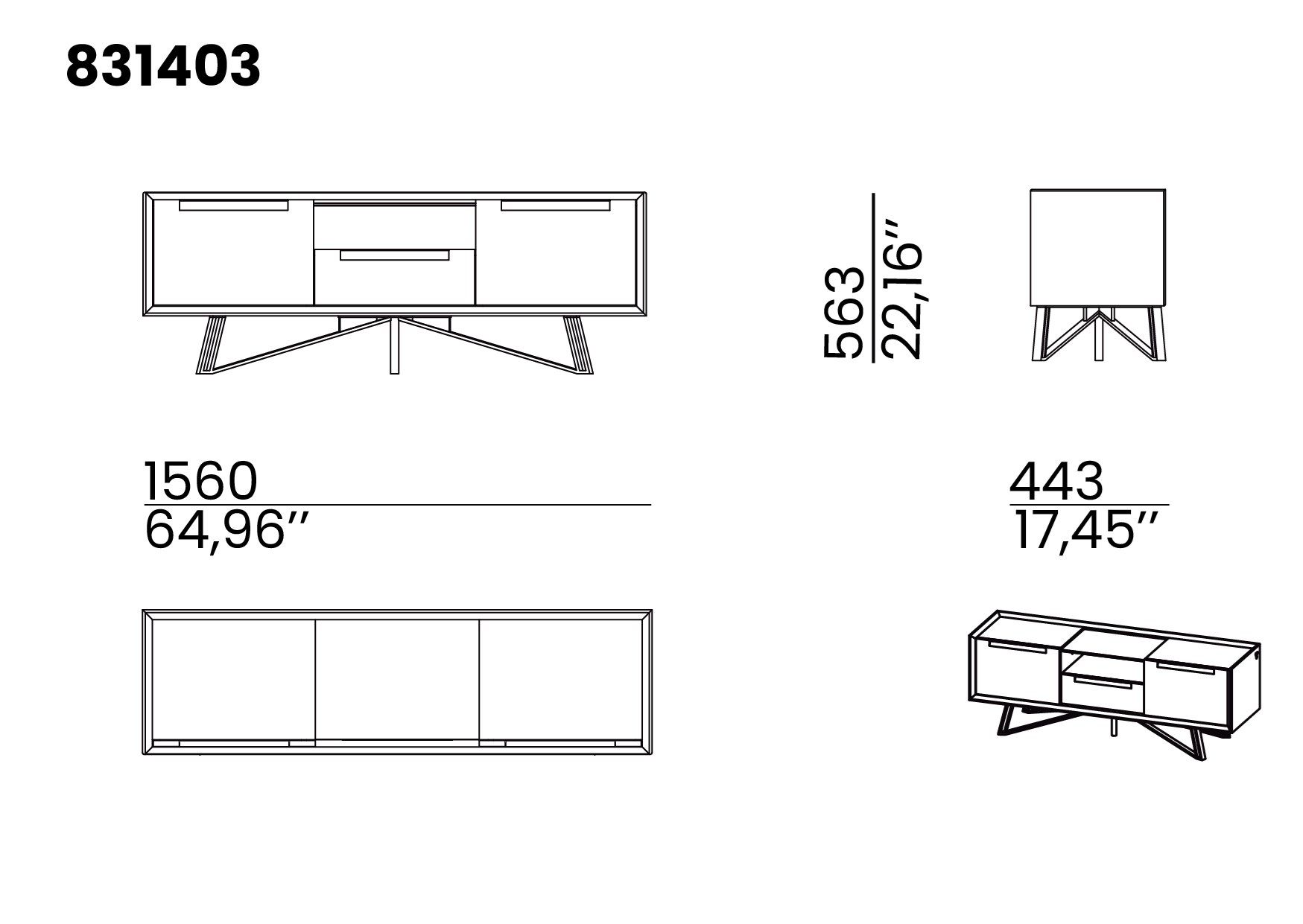 Деревянный шкаф для телевизора с ящиками animovel Тайга ARCH-00093852 - Вид №5