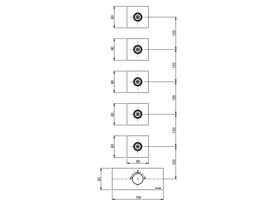 Термостатический смеситель для душа с 6 отверстиями Rubinetterie Frattini отдельная эстетика ARCH-00121846 - Вид №10