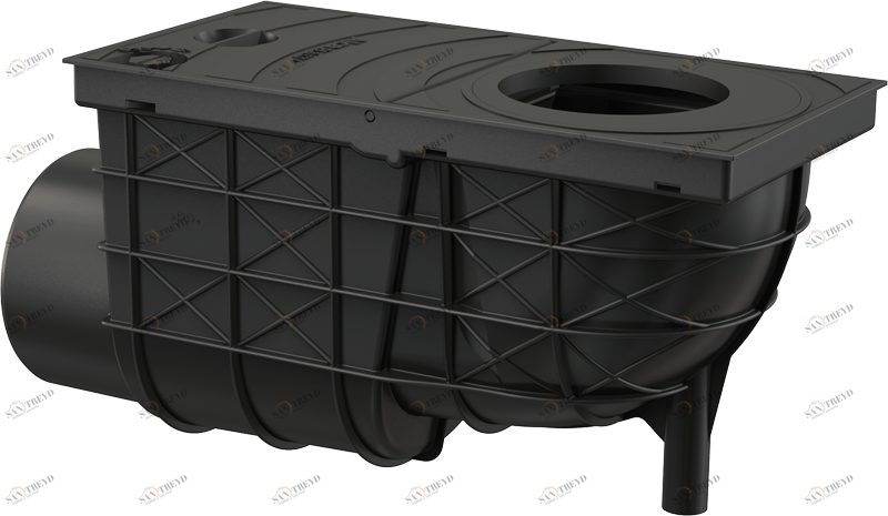 Ливнеотвод 300×155/110 мм, сток – боковой, черный ALCAPLAST AGV3